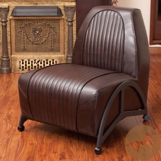 Christopher Knight Home Baldwin Brown Leather Slipper Chair