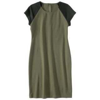 Mossimo Petites Short Sleeve Ponte Dress   Green/Black XSP