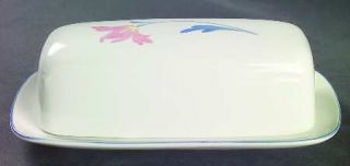 Citation Avonlea 1/4 Lb Covered Butter, Fine China Dinnerware   Pink/Yellow Flow