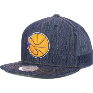 Golden State Warriors Mitchell and Ness NBA Denim Trucker Hat