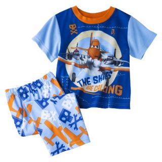 Disney Planes Toddler Boys 2 Piece Short Sleeve Pajama Set   Blue 2T