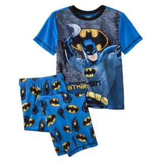Batman Boys 2 Piece Short Sleeve Pajama Set   Blue M
