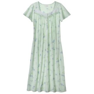 Moonlight Sonata Womens Plus Size Short Gown   Mint Floral 2 Plus
