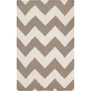 Handwoven Desertchevron Taupe Wool Rug (36 X 56)