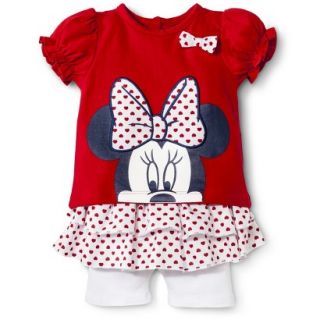Disney Newborn Girls 2 Piece Minnie Mouse Set   Red 6 9 M