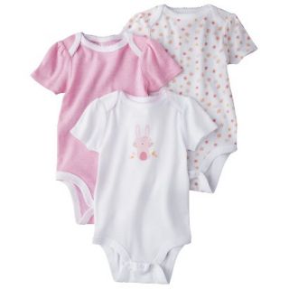 Circo Newborn Girls 3 Pack Short sleeve Bunny Bodysuit   Pink 24 M