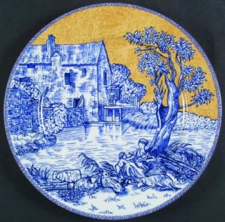 American Atelier English Toile Blue Accent Dinner Plate, Fine China Dinnerware  