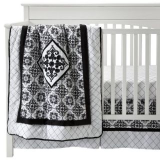 Versailles 3Pc Crib Bedding Set   Black/White by Lab