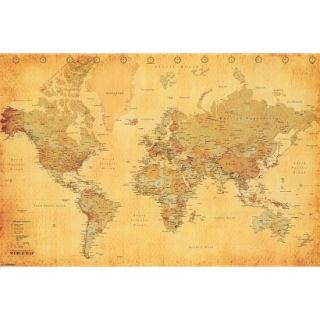 Art   World Map Vintage Style Poster