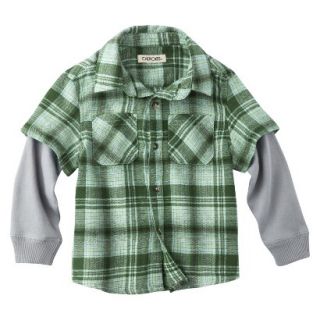Cherokee Infant Toddler Boys 2 Fer Button Down Flannel Shirt   Emerald 24 M