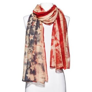 Distressed American Flag Scarf   Red