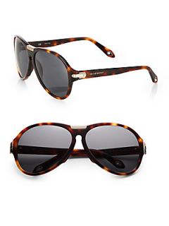 Givenchy Plastic Aviator Sunglasses   Havana