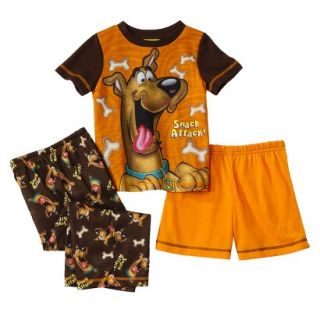 Scooby Doo Toddler Boys 3 Piece Short Sleeve Pajama Set   Brown 2T
