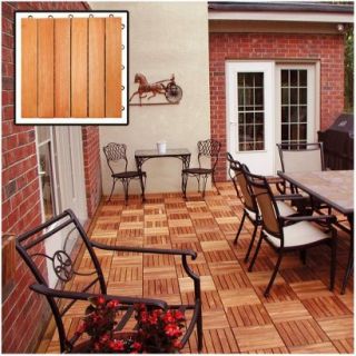 6 Slat Outdoor Wood Deck Tiles   Set of 10