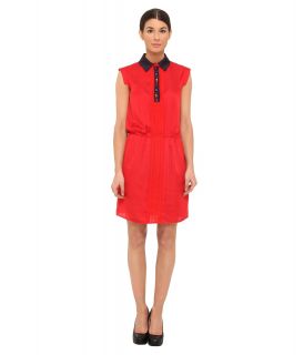 Armani Jeans Satin Dress With Rhinestones Womens Dress (Red)