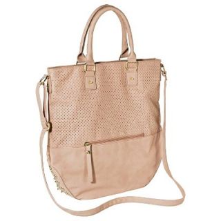 Xhilaration Perforated Tote Handbag with Studs   Blush Pink