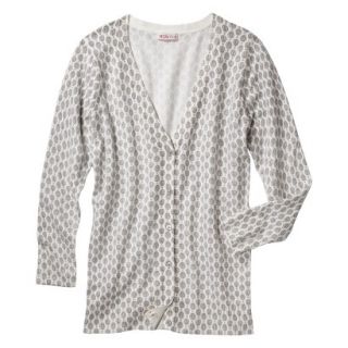 Merona Petites 3/4 Sleeve V Neck Cardigan Sweater   Gray Print XSP