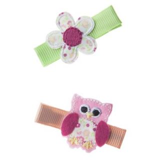 Cherokee Infant Toddler Girls 2 Piece Hair Clips   Owl/Flower