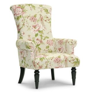 Baxton Studio Kimmett Beige And Pink Linen Floral Accent Chairs (set Of Two)