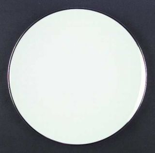 Kenmark Patrician Dinner Plate, Fine China Dinnerware   White, Platinum Trim