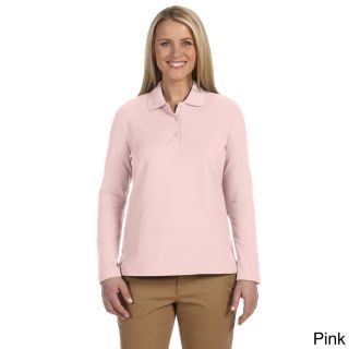 Devon and Jones Womens Pima Piqu?? Long sleeve Polo Shirt Pink Size XXL (18)