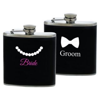 Bride & Groom Flasks   Black
