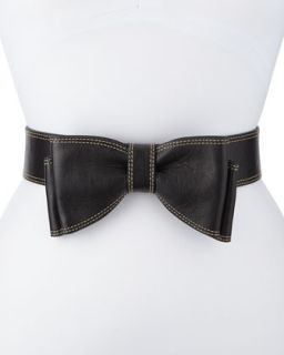 Luscious Bow Leather Belt, Black