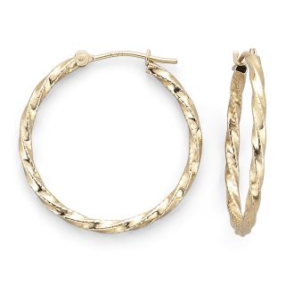 14K Gold Twisted Hoop Earrings, Womens