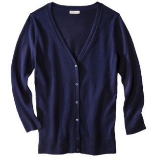 Merona Petites 3/4 Sleeve V Neck Cardigan Sweater   Navy XSP