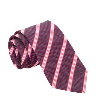 Burberry Purple And Pink Striped Woven Silk Tie