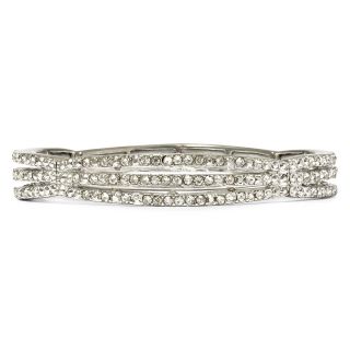 MONET JEWELRY Monet Silver Tone Crystal 3 Row Stretch Bracelet, Clear