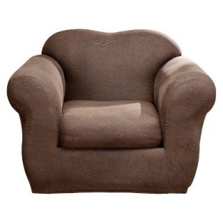 Sure Fit Stretch Leather 2pc. Chair Slipcover   Brown