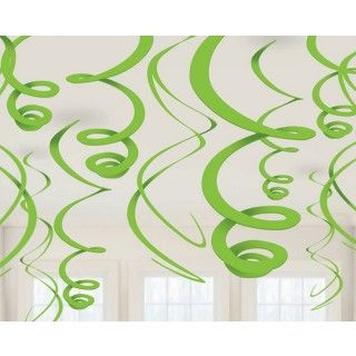 Lime Green Plastic Swirl Decorations (12)
