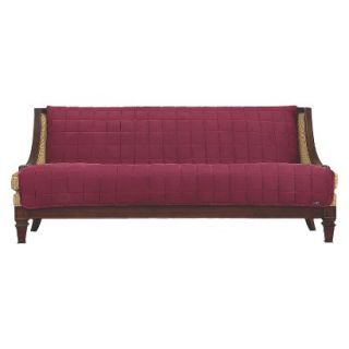 Sure Fit Furniture Friend Quilted Velvet Armless Sofa Slipcover   Burgundy