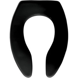Bemis 1655CT047 Toilet Seat, Elongated Open Front Plastic Black