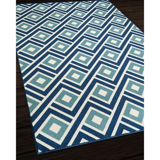 Blocks Blue Indoor/ Outdoor Rug (23 X 46)