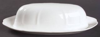 Mikasa Antique White 1/4 Lb Covered Butter, Fine China Dinnerware   All White, S