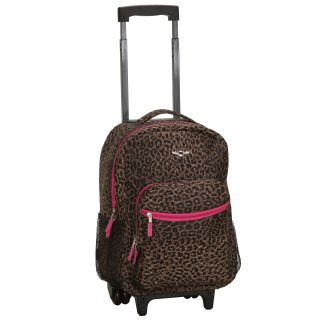 Rockland Leopard Designer Print 17 inch Rolling Carry on Backpack