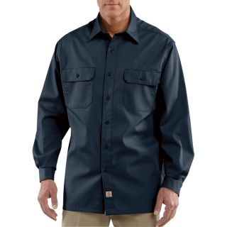 Carhartt Long Sleeve Twill Work Shirt   Navy, 3XL, Big Style, Model S224