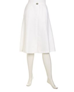 Greta Grosgrain Detailed Linen Skirt, White