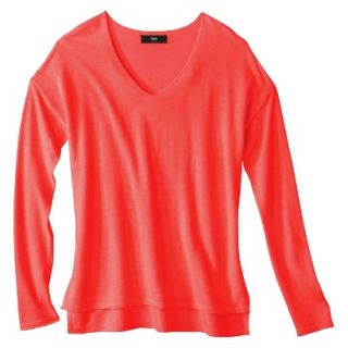 Mossimo Petites Long Sleeve V Neck Pullover Sweater   Red LP