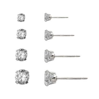 Bridge Jewelry Sterling Silver Round Cubic Zirconia Earrings Set