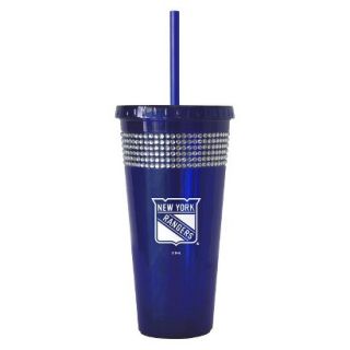 Boelter Brands NHL 2 Pack New York Rangers Bling Straw Tumbler   Blue (22 oz)