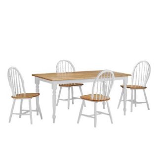 Dining Table Set Boraam Industries 5 Piece Farmhouse Dining Set   White/Natural