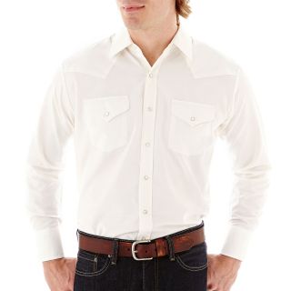 Ely Cattleman Long Sleeve Western Shirt Big and Tall, Ecru, Mens