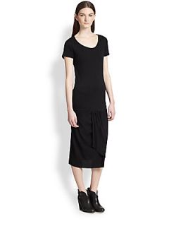 Monrow Short Sleeve Scoopneck Knit Dress   Black