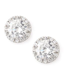 Pave Cubic Zirconia Stud Earrings   Fantasia by DeSerio