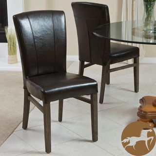 Christopher Knight Home Adonis Espresso Brown Leather Dining Chairs (set Of 2)