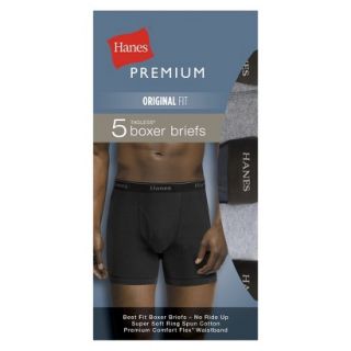 Hanes Premium Mens 5pk Boxer Briefs   Black/Grey   XXL