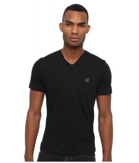 Versace Collection Solid V Neck Tee Mens T Shirt (Black)
